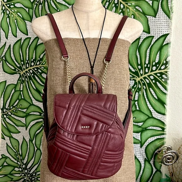 Dkny | Bags | Nwotdkny Maroon Quilted Lamb Leather Backpack  display picture 2